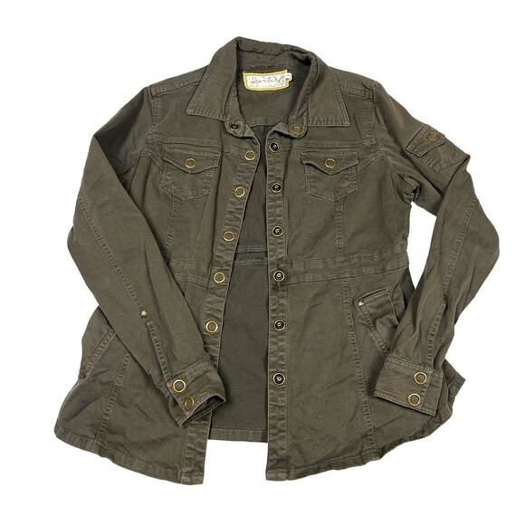 Aventura Jacket Taupe Green Button Front Utility Field Jacket Women's M - Picture 1 of 11
